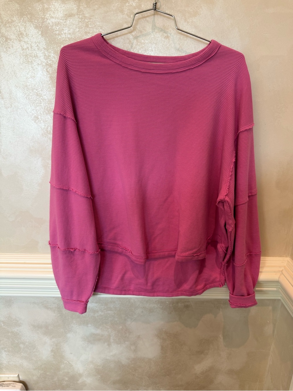 Everyday Ribbed Long-Sleeve Top - Pink